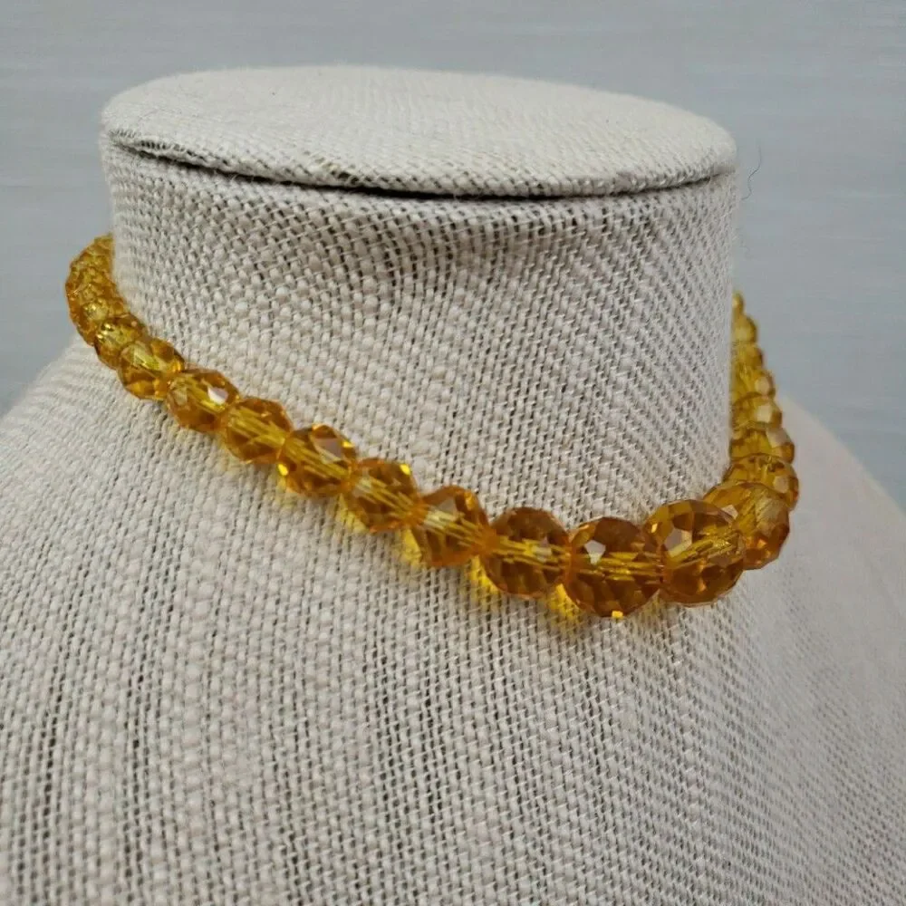 VTG Canary Yellow Faceted Graduated Glass Bead 13.5